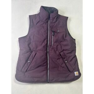 Carhartt Crawford Sherpa Lined Quilted Vest Womens Purple Relaxed Fit